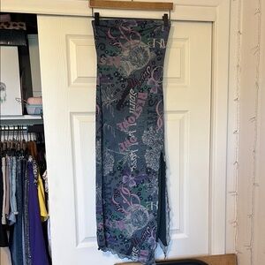 Vintage Urban Outfitters Y2K Blue and Purple Graphic Print Dress